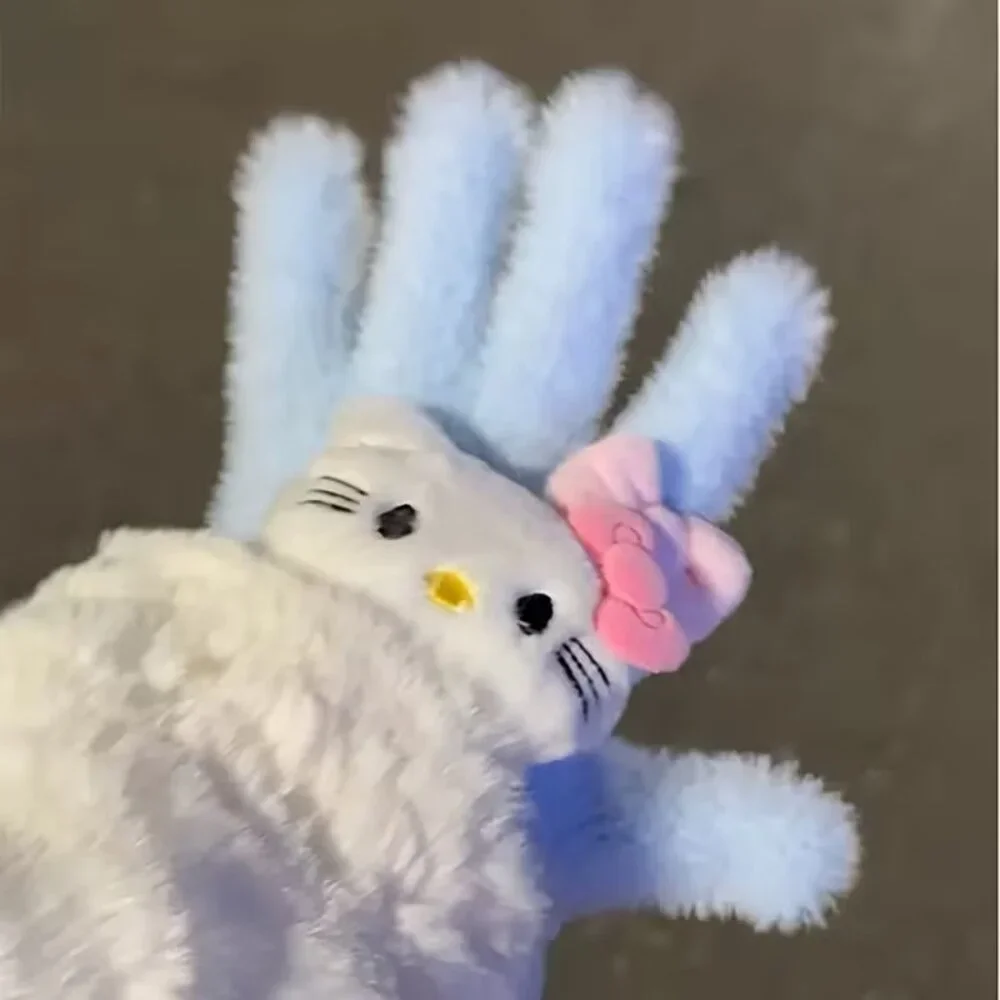 HELLO KITTY Light‎ Blue Fuzzy Super-Soft Gloves Mittens (BRAND-NEW & SO CUTE!)